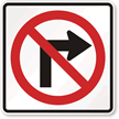 No Right Turn Directional Road Sign