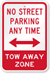 No Street Parking Anytime Sign