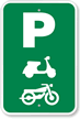 Parking Scooter and Bike with Graphic Sign