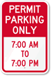 Permit Time Limit Parking Sign