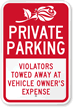 Private Parking Violators Towed Away Sign