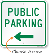 Public Parking Sign with Left Arrow