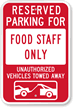 Reserved Parking For Food Staff Only Sign