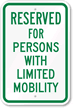 Reserved Parking For Persons With Limited Mobility Sign