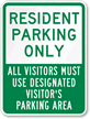 Resident Parking Only Sign