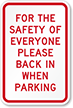 Please Back In When Parking Sign