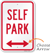 Self Park Sign with Directional Arrow