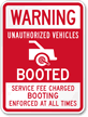 Unauthorized Vehicles Booted Parking Sign