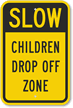 Slow   Children Drop Off Zone Sign