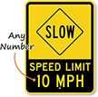 Slow Speed Limit [your choice] MPH Parking Sign