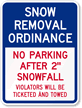 Snow Removal Ordinance Sign