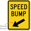 Speed Bump Sign with Down Arrow Pointing Left