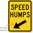 Speed Humps Sign with Down Arrow Pointing Left