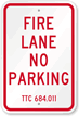 Texas Fire Lane No Parking Sign