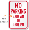 No Parking, 8:00 AM To 5:00 PM Sign