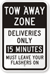 Deliveries Only Tow Away Zone Sign