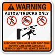 Gate Warning, Autos and Trucks only Sign