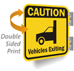 Caution Vehicles Exiting Sign (with Graphic)