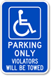 Parking Only Violators Will Be Towed Sign