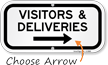Visitors & Deliveries Arrow Sign