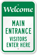 Welcome, Visitors Enter Here Sign