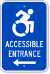 Accessible Entrance Sign (with Left Arrow)(with Graphic)