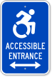 Accessible Entrance Sign (Bidirectional Arrow)(with Graphic)