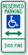 North Dakota Reserved Accessible Parking Sign with Arrow