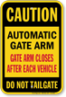 Automatic Gate Arm Closes After Each Vehicle Sign