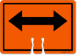 Double Arrow Cone Top Warning Sign