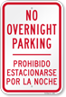 Bilingual No Overnight Parking Sign