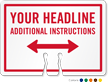 Custom Cone Top Warning Sign Your Headline Additional Instructions with Directional Arrow