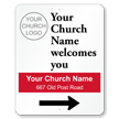 Custom Directional Arrow Church Sign