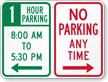 Custom No Parking Anytime Sign, Right Arrow
