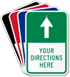 Customizable Parking Lot Directions Sign, Ahead Arrow