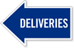 Deliveries, Left Die Cut Directional Sign