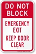 Dont Block, Emergency Exit Door Sign