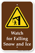 Watch For Falling Snow And Ice Campground Sign