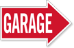 Garage, Right Die-Cut Directional Sign
