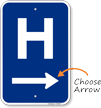 H Symbol Hospital Entrance Sign with Arrow