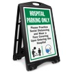 Hospital Parking Only Practice Social Distancing and Wear a Face Covering Upon Entering BigBoss A-Frame Portable Sidewalk Sign