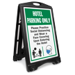 Hotel Parking Only Practice Social Distancing and Wear a Face Covering Upon Entering BigBoss A-Frame Portable Sidewalk Sign