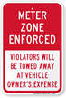 Meter Zone Enforced, Violators Towed Away Sign