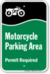Motorcycle Parking Area Permit Required Sign