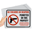 No Firearms or Weapons Sign Pack