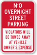 No Overnight Street Parking Sign