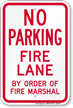 No Parking at Fire Lane Sign