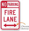 No Parking Fire Lane Sign with Arrow