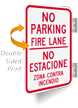 No Parking, Fire Lane, Bilingual Double-Sided Sign