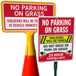 No Parking On Grass Violators Towed Sign